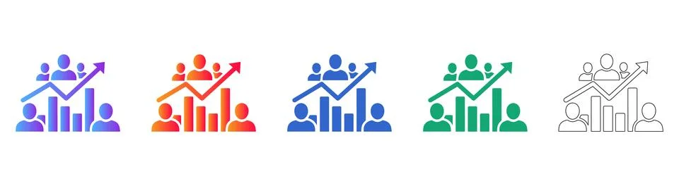 Team Growth and Performance Analytics Icon Stock Illustration