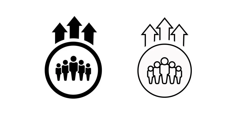 Team growth icon vector, development sign, popularity symbol. Career growth o Stock Illustration