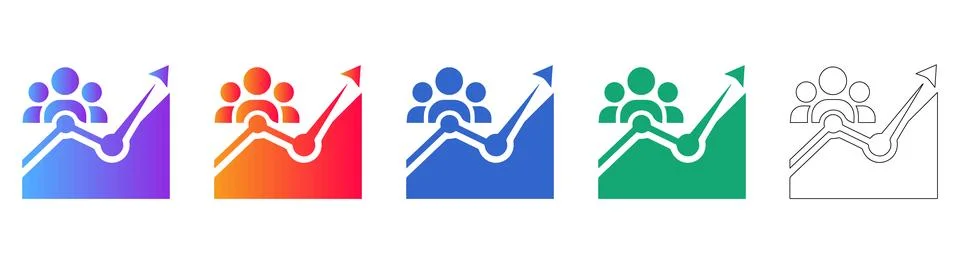 Team Growth Performance Analytics Icon Set Stock Illustration