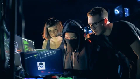 Team of hackers are breaking into computers Stock-Footage 104207962