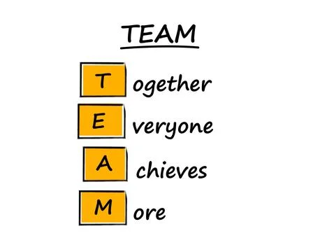 Team hand drawing text, Work together to succeed concept Stock Illustration