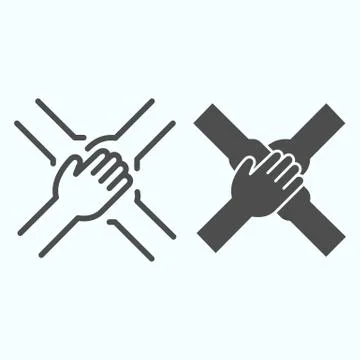 Team hands line and solid icon. Teamwork vector illustration isolated on white 스톡 일러스트
