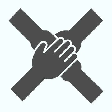 Team hands solid icon. Teamwork vector illustration isolated on white. Four Stock Illustration