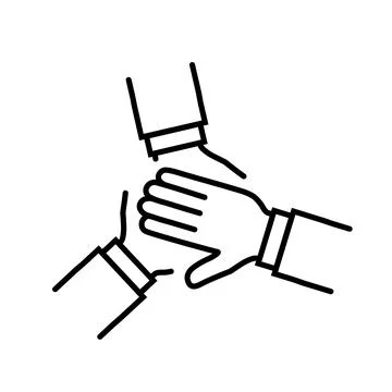 Team hands together vector icon. Teamwork symbol Stock Illustration