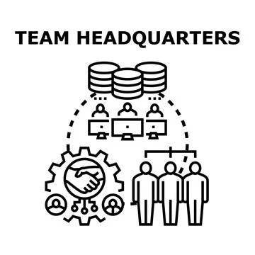 Team headquarters establishing remote cooperation and database access イラスト素材