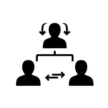 Team Hierarchy Icon. Silhouette flow diagram showing leadership structure Stock Illustration