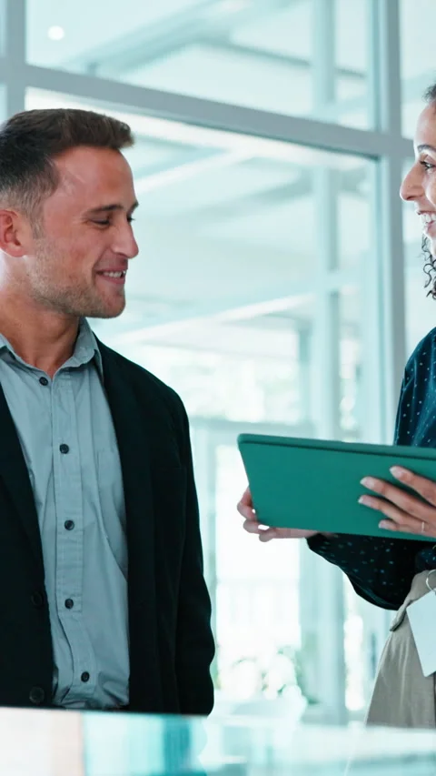 Team, high five and people with tablet in office, insurance advisor and review Stock Footage 341569322