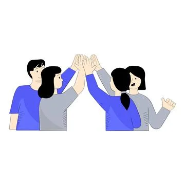 Team High Five Illustration Vector Stock Illustration