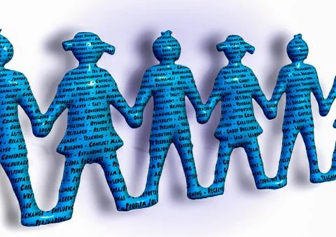Team holding hands keywords teamwork better together Stock Illustration