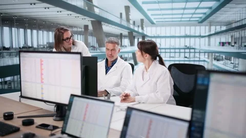 Team In Hospital Using Computer Stock Footage 318318559
