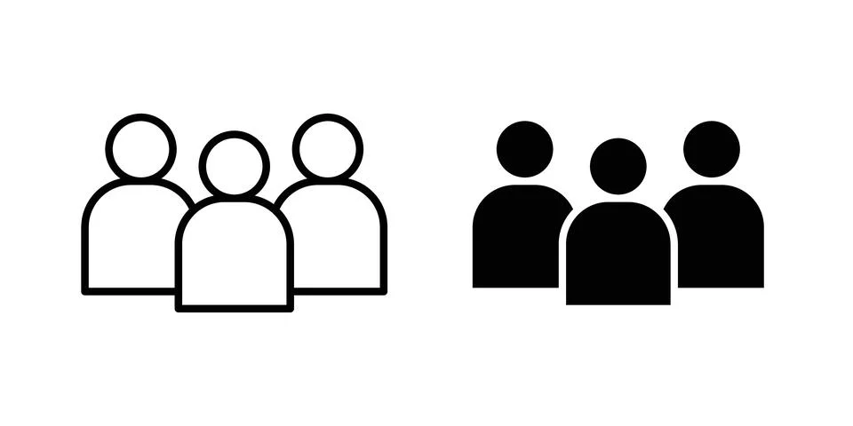 Team icon solid, line, and editable vector set. Stock Illustration