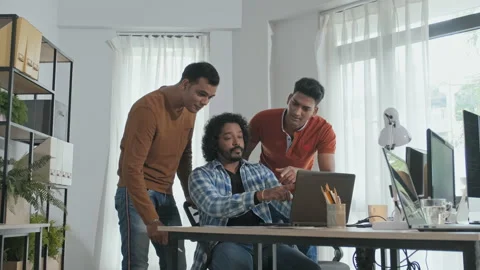 Team of Indian Programmers Discussing Work in Office Stock Footage 203735186