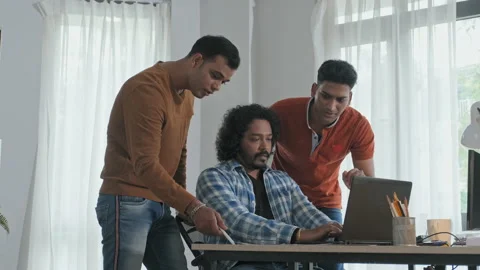 Team of Indian Software Developers Discussing Work in Office Stock Footage 203736075