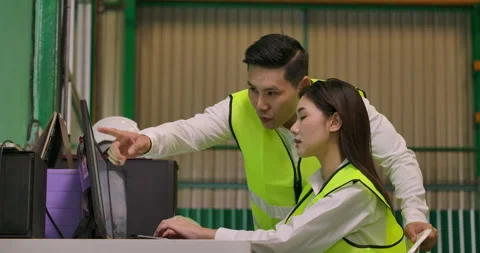 Team of industrial engineer working on computer. Video stock 153454282