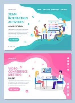 Team Interaction Activities and Conference Website Illustrazione stock