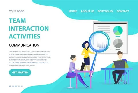 Team interaction activities concept. Presentation of business statistics, people 스톡 일러스트