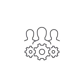Team interaction and management line icon on white Stock Illustration