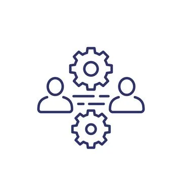 Team interaction and management line icon 스톡 일러스트
