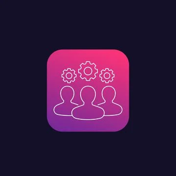 Team interaction vector thin line icon Stock Illustration