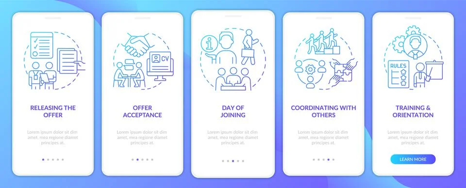 Team joining process blue gradient onboarding mobile app screen Stock Illustration