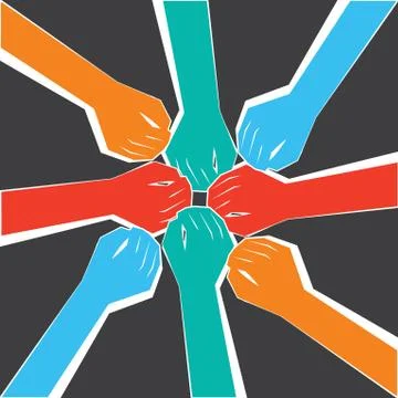 Team joining together Stock Illustration