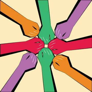 Team joining together Stock Illustration