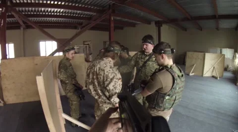 Team of lasertag game was organized Happycard club and Club Gamer Stock Footage 64817367
