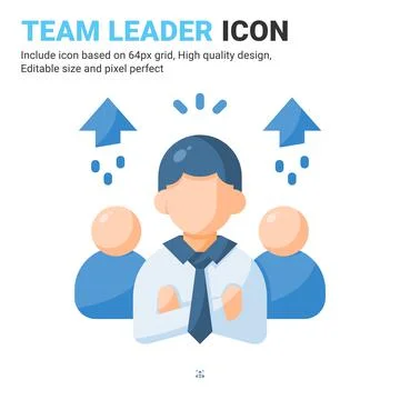 Team leader icon vector with flat color style isolated on white background Illustrazione stock