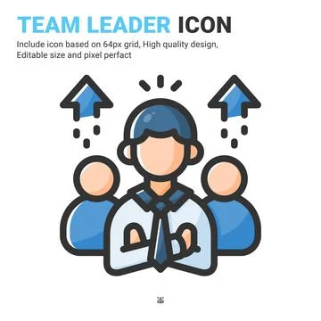 Team leader icon vector with outline color style isolated on white background Illustrazione stock