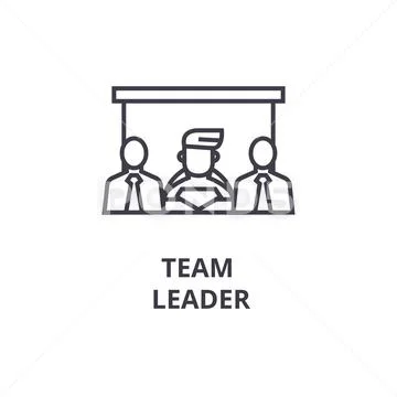 Team leader thin line icon, sign, symbol, illustation, linear concept,  vector: Royalty Free #88890210