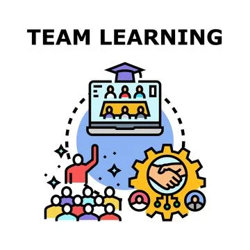 Team learning concept developing effective online corporate education Illustrazione stock