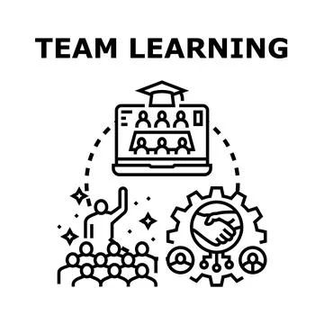 Team learning concept developing effective online corporate education Stock Illustration