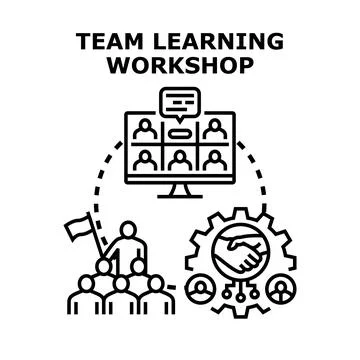 Team learning workshop concept developing business strategy remotely Stock Illustration