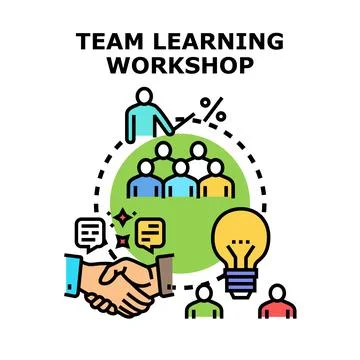 Team learning workshop concept presenting business cooperation Stock Illustration