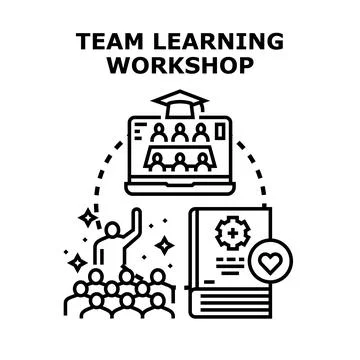 Team learning workshop concept presenting training education Stock Illustration