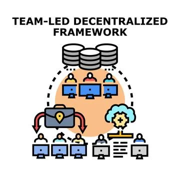 Team led decentralized framework concept icon vector イラスト素材