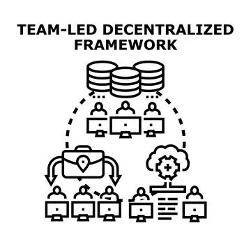 Team led decentralized framework concept icon vector Stock Illustration