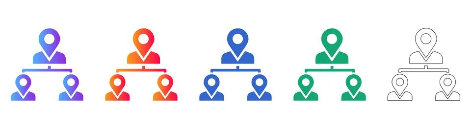 Team Location Mapping Hierarchy Icon Set Stock Illustration
