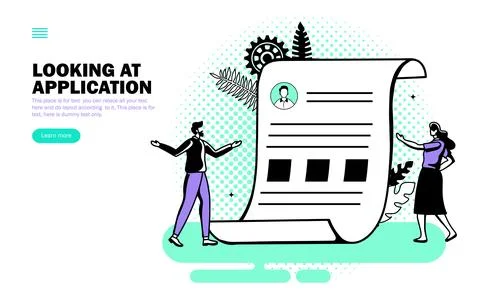 Team looking at application- form vector Stock Illustration