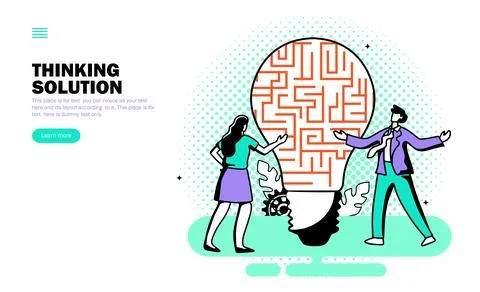 Team looking at maze bulb, idea Stock Illustration