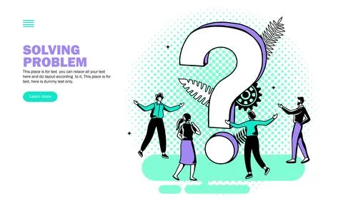 Team looking for solution and discussing around question mark vector Illustrazione stock