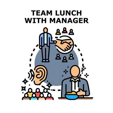 Team lunch with manager concept illustration Stock-Illustration