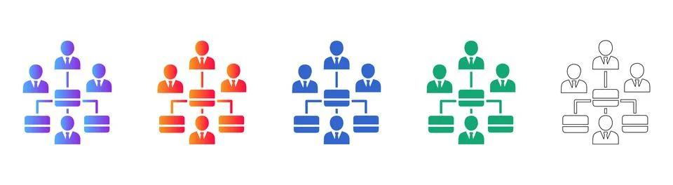 Team Management Hierarchy Tree Icons Illustrazione stock