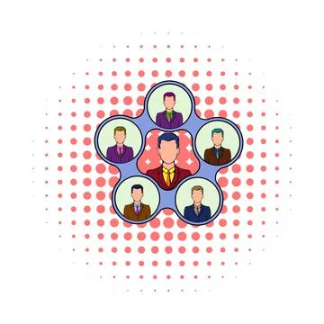 Team management icon, comics style Stock-Illustration