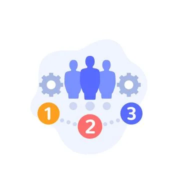 Team management icon with gears Stock Illustration