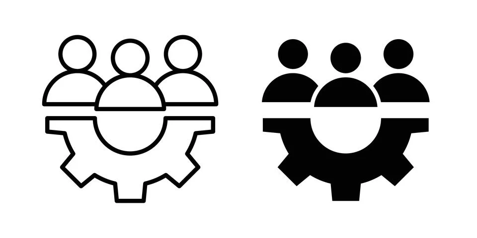 Team management icon thin line and clipart style vector set Stock Illustration