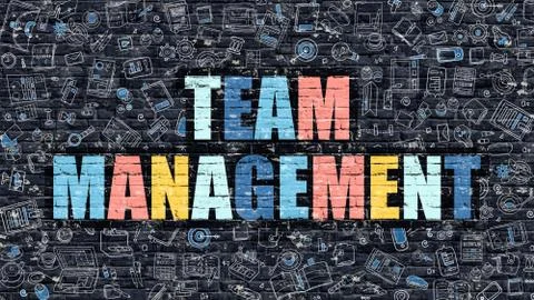 Team Management in Multicolor. Doodle Design Stock Illustration
