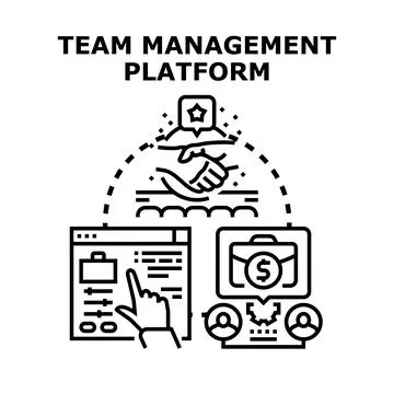 Team management platform connecting people for business success Ilustração Stock