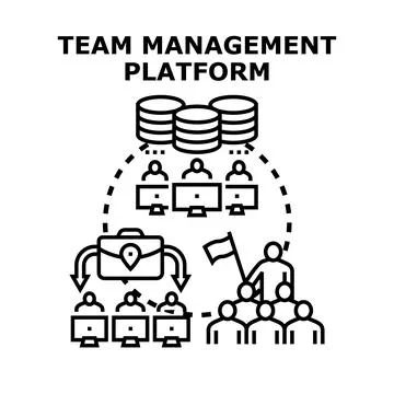 Team management platform for project collaboration and task execution Ilustração Stock