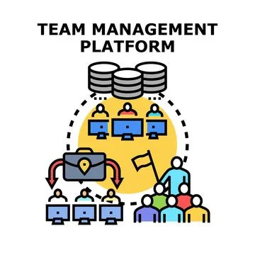Team management platform for project collaboration and task execution Stock Illustration